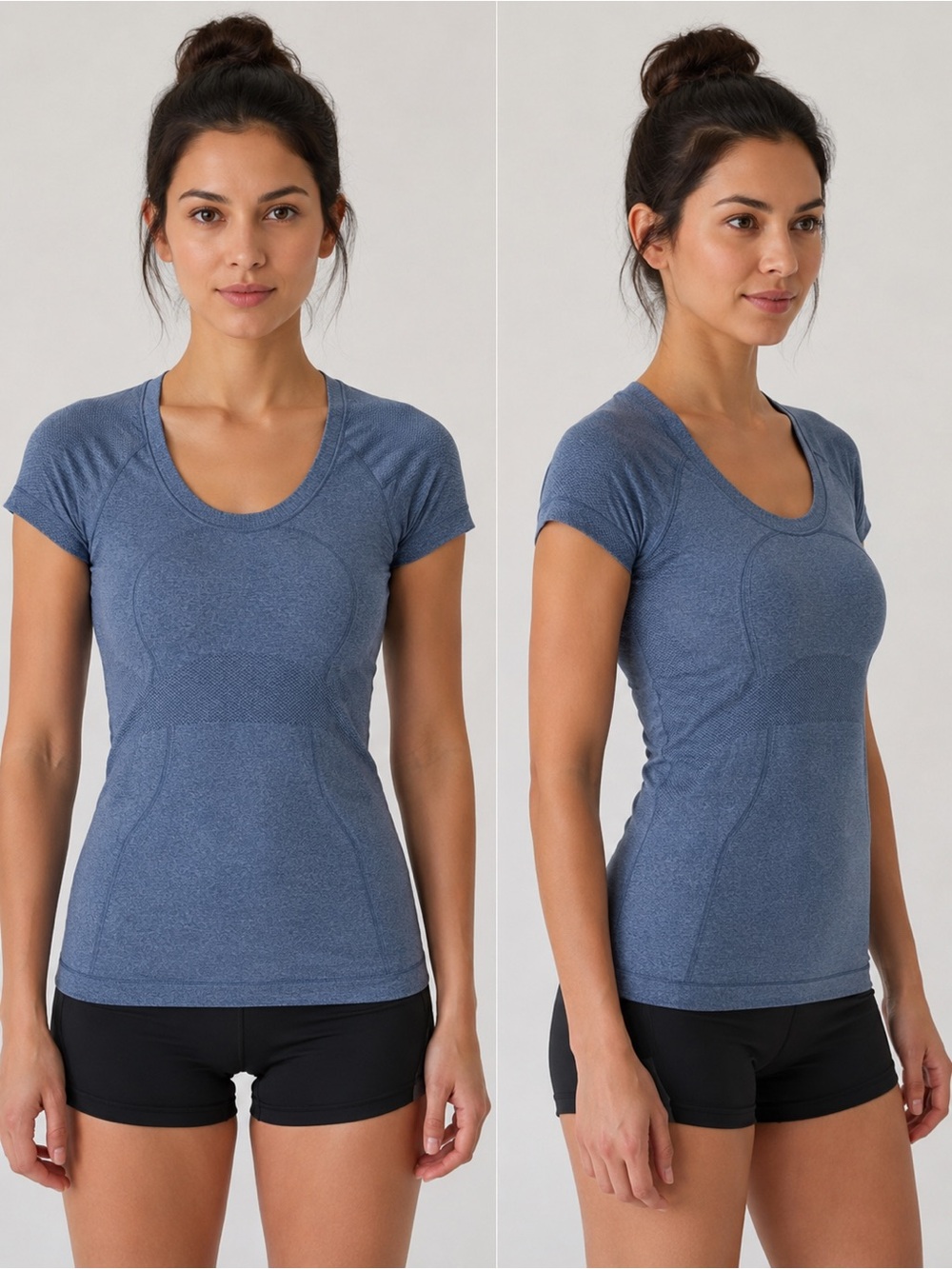 Lululemon Blue Seamless Short Sleeve Fitted Athletic Top Size 6